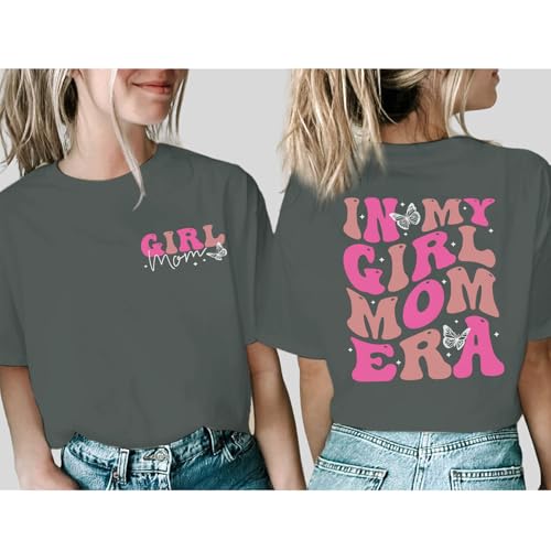 Image of Mama Shirts for Women in My Girl Mom Era Shirt Funny Letter Printed Graphic Tees Casual Tops