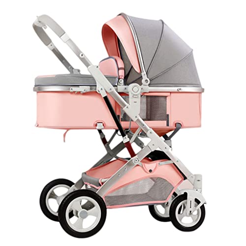 Baby Stroller for Newborn, Lightweight Baby Strollers for Infant and Toddler, High Landscape Shock-Absorbing Carriage Two-Way Pram Trolley Baby Pushchair Ideal for 0-36 Months (Color : Pink A)