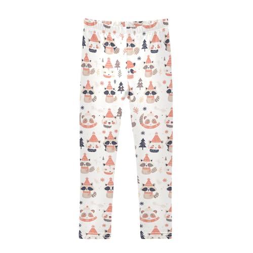 Cute Raccoon Wildlife Christmas Kids Girl's Legging Casual High Waisted Pants Running