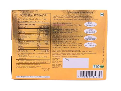 Image of Karachi Bakery Chocolate Cashew Biscuit 200g