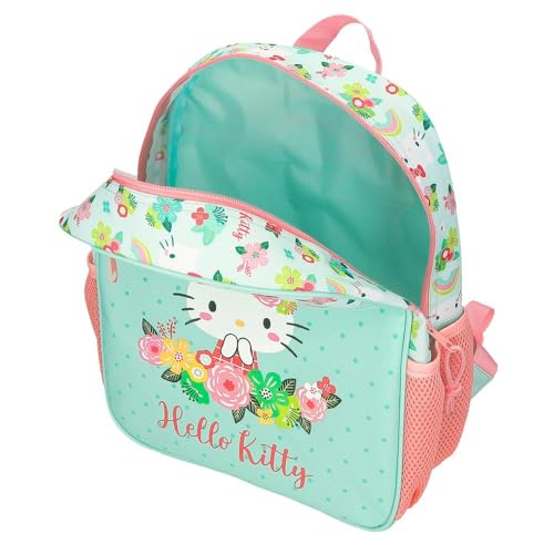 Sac à dos d'école fleuri Hello Kitty bleu en polyester plusieurs tailles - 4