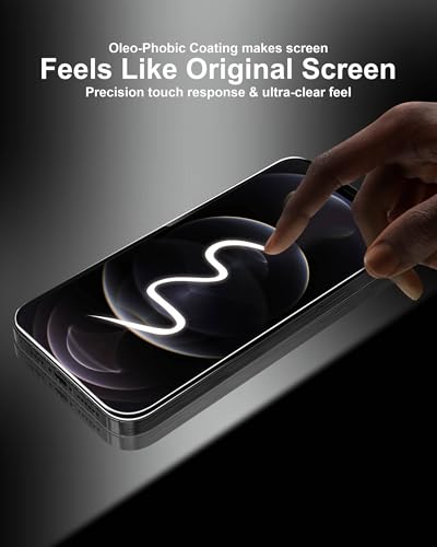 Image of Affix 2 Pack for iPhone 12 and iPhone 12 Pro Full Coverage Tempered Glass, Screen Protector Guard with Easy Fix Installation Tool, 9H Hardness Shatterproof, HD Clear Scratch Resistant