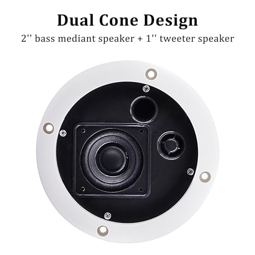 Image of HiQltyla 5.25 Inch Waterproof Marine Boat RV Hot Tub Outdoor Speaker, WEAH-400 25 Watt Dual Cone 2 Way Full Range White Color (Sold as a Pair)