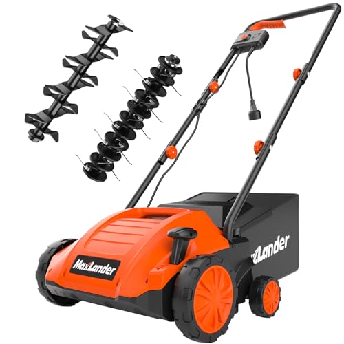 MAXLANDER 13 Inch 12 Amp Electric Dethatcher and Scarifier, 2-in-1 Lawn...