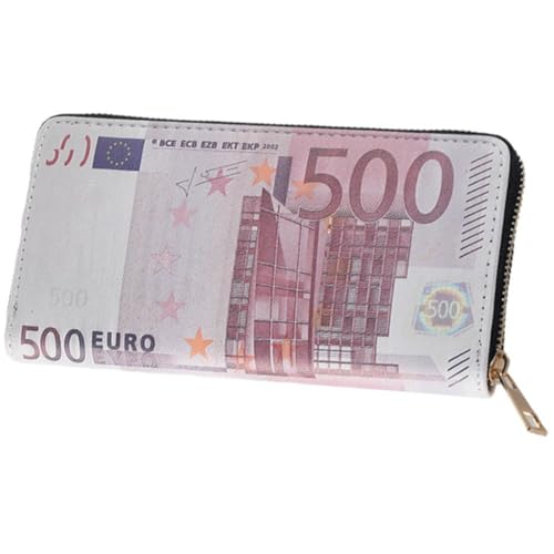 Cute Cash Coin Pocket Funny Money Printed Leather Wallet Credit Card Holder with Zipper Coin Purse for Women Men