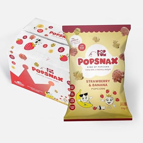 PopSnax Strawberry Banana Popcorn Multipack, 36-Pack | Popcorn Box for School & Party Snacks | Gluten-Free & Vegan Lunchbox Snacks | MSG-Free Snacks for Adults | Halal & Kosher Snacks Cover