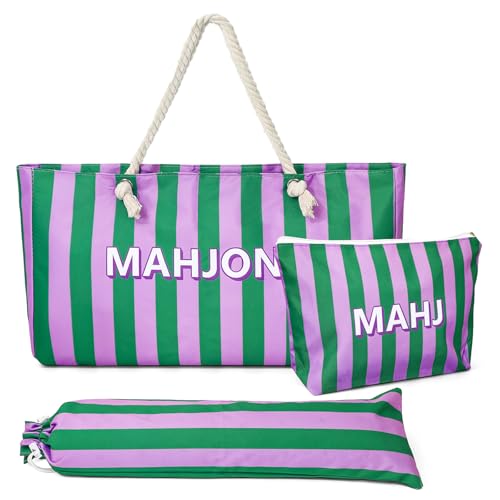 FYSUIMU Bolsa para Mahjong Rayas Verde y Púrpura miniatura 1