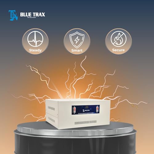 Image of BLUETRAX 15 KVA 12000W Mainline Voltage Stabilizer | 130V-300V | Copper | Table Top | Digital | Heavy Duty for Home Multipurpose Use | ISI Certified | 10 Years Warranty | White