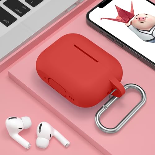 Image of for AirPods Pro 2nd 1st Generation Case Cover with Keychain, Protective Soft Silicone Skin Accessories for Apple AirPods Pro Charging Case 2022 /2019, Front LED Visible, Red