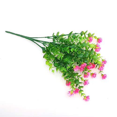 Shiwaki 5Pcs Artificial flower simulation green plant eucalyptus plant bouquet for Vase Porch Window Box Patio Wedding Home Decoration(Pink) - Image 4