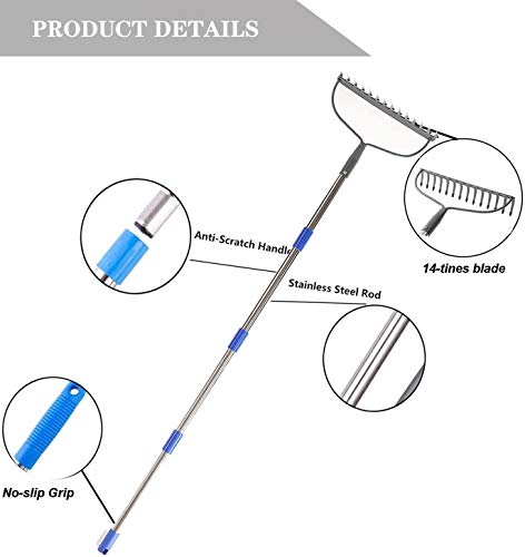 FLY HAWK 60 inch Bow Rake Heavy Duty，for lawns Raker to Gather Fallen Leaves, Weeds，Strong Hold When Working – Rust-Free(5 FT) - Thumbnail 3