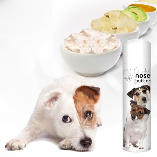 Image of The Blissful Dog Jack Russell Terrier Nose Butter for Dry, Cracked Skin, Lick-Safe Dog Nose Balm with Moisturizing Shea Butter, Almond, Olive, and Essential Oils, Pet Supplies, Uncented, 0.50 oz.