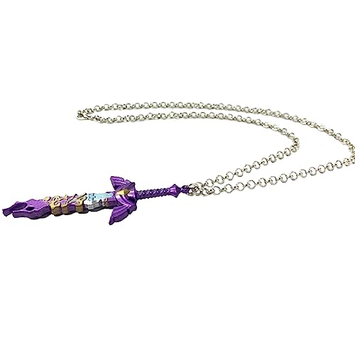MEETCUTE Vintage Unisex Pendant Necklace,The Legend of Zelda Tears of the Kingdom Master's Sword Necklace Cosplay - Purple4