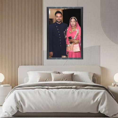 Image of Chitransh Customized Wall Mount Rectangular Photo Frames,Personalized Print,Black Wooden Frame, Customise Gift For Anniversary, Birthday, Wedding, Couples (Size 20x26inch)