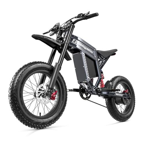 Shengmilo E Bike Electric Bike 20 x 4.0 Fat Tire E-Mountain Bike 150 NM Full Suspension E-Bike 60 V 30 Ah Battery 7-Speed Shifting Electric Cycling with Hydraulic Oil Braake, 250 W, 25 km/h
