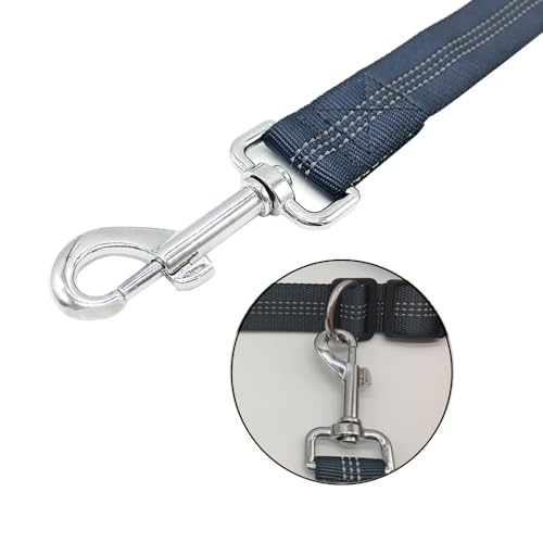 QitinDasen Grau Freihändige Hundeleine, Verstellbarer Hüftgurt und Dual Griffen Dehnbare Bungee-Leine, Jogging Hundeleine mit Reflektierenden Nähten (Grün Griff)