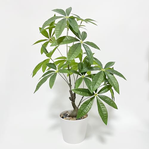 WiliingYou フェイクグリーン パキラ 観葉植物 高さ60cm 卓上 人工観葉植物 おしゃれ 鉢付き インテリア ギフト リビング オフィス 造花