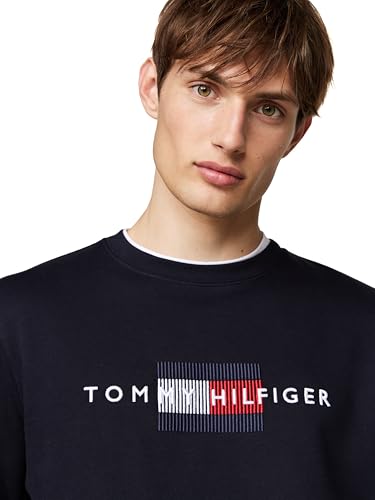 Tommy Hilfiger mens Medium Weight Crewneck Sweatshirt With Embroidered Flag Logo2