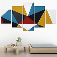 SIGNWIN 5 Panel Canvas Wall Art Modern Art Abstract Closeup Colorful Cool Geometric Minimalist Mixed Media Multicolor Patterns for Home Decorations Ready to Hang - 60