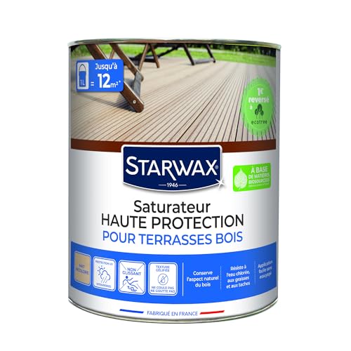 STARWAX - Saturateur Haute Protection - pour Terrasses et Bois Extérieurs Incolore - Protège et Nourrit en Profondeur - Empêche Le Dessèchement - Fabriqué...