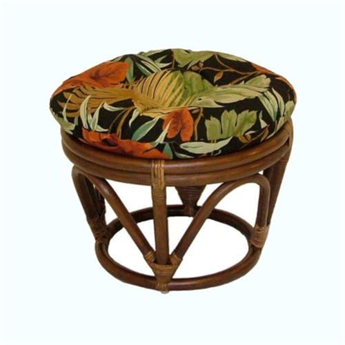 Maykoosh Rattan Ottoman with Outdoor Fabric Cushion