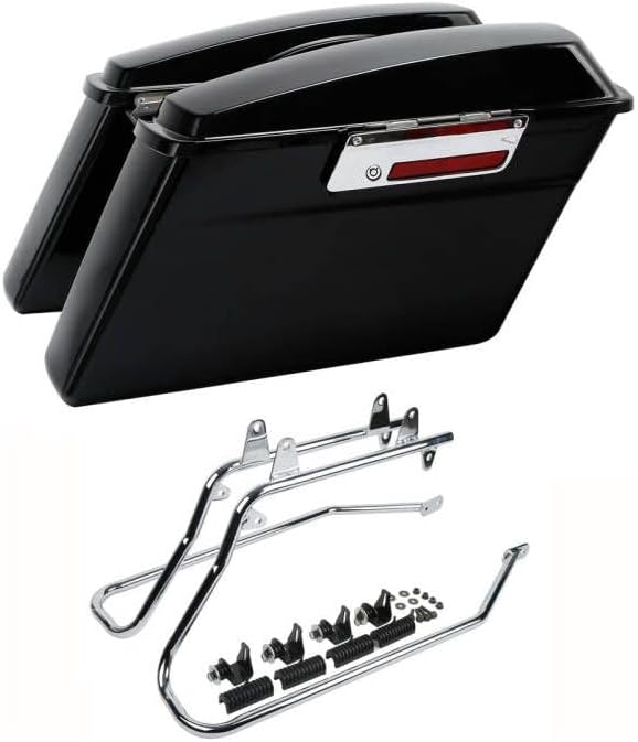 XMT-MOTO - Alforjas rígidas con soportes de conversión cromados para Harley Davidson modelos Softail 1984-2017 FLST, FLSTC, FLSTF, FLSTN FLSTS,