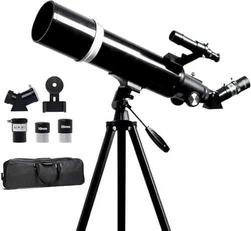 TDOO Portable Telescope 70mm Aperture 500mm for Kids & Adults & Beginners Astronomical Refracting Telescopes Mount Fully Multi-Coated Optics with Retractable Tripod Phone Adapter Carrying Bag (black)