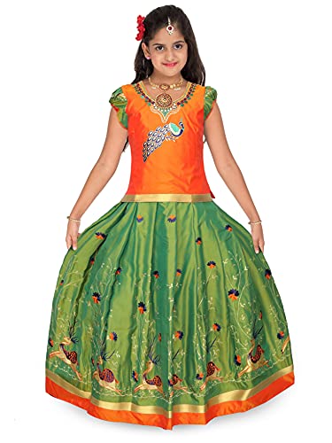Image of kaatru Thana Silk Girls Pavadai Set (D62) - Lehenga Choli (Prince Size Chart)