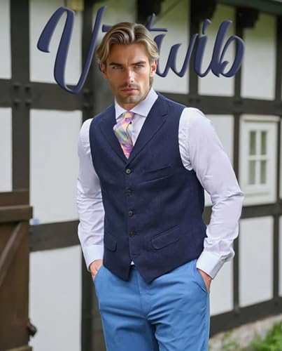 Mens Linen Vest Business Casual Beach Wedding Groomsmen Suit Vest Lightweight Waistcoat4