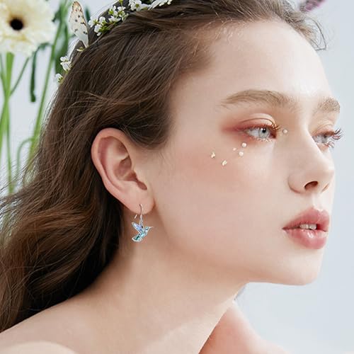 Hummingbird Earrings 925 Sterling Silver Bird Dangle Earrings Hummingbird Jewelry Gifts for Women Mom Hummingbirds Lovers2