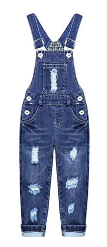 Mejores precios y opiniones de Peto vaquero los diez mejores. 31 KIDSCOOL SPACE Overol para niño y niña, mono de peto vaquero lavado con mezclilla rasgada, azul, 7-8 años
