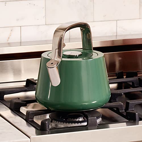 Caraway 2 Quart Whistling Tea Kettle - Durable Stainless Steel Tea Pot - Fast Boiling, Stovetop Agnostic - Non-Toxic, Ptfe & Pfoa Free - Includes Pot Holder - Sage #TOP4