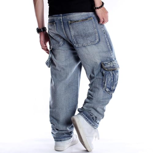 XYGJZ Men's Baggy Jeans Hip Hop Jeans Loose Fit Vintage Cargo Pants Skater Skateboard Jean4