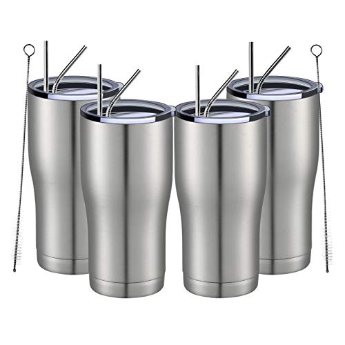 MEWAY 20oz Tumbler 4 Pack Double Wall Vacuum Insulated Travel Mug, Stainless Steel