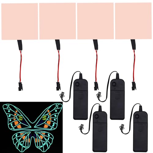 Image of Electroluminescent Panels, EL Panels light, EL Sheets 10 cm x 10 cm (3.93 inch x 3.93 inch) ON /Slow Flash /Fast Flash,4Pack (4, White, 10cm*10cm)