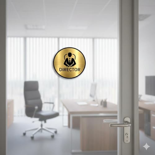 Image of Premium Brush Gold Finish Acrylic Director Door Sign Easy to Mount Self-Adhesive Tape Signage for Hotel Office Resort Society Hospital Corporate Business ETC.