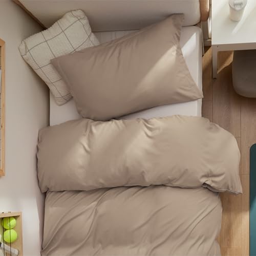 Image of Bedsure Twin /Twin XL Duvet Cover, Double Brushed Bedding Set, Light Brown | For Kids & Adults, 68 inchx90 inch Comforter Cover, Hotel Luxury, All Season, Breathable, Easy Care, Lightweight, Zipper Closure