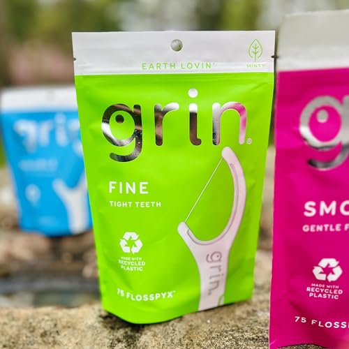 GRIN Fine Flosspyx, Floss Picks, 75 Count, Dental Flossers, Minty Flavor, Recycled Plastic, Super Strong Fine Floss, Tight Teeth, Premium Longer Floss Head, Includes Safe Fold-Back Tooth Pick - Image 6