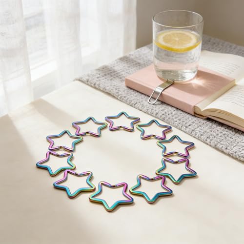 Llaveros de estrella arcoíris con argolla dividida de 29 mm para colgar en bolsos 8