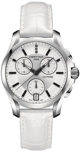 Certina - Reloj de Cuarzo para Mujer, Correa de Cuero Color Blanco