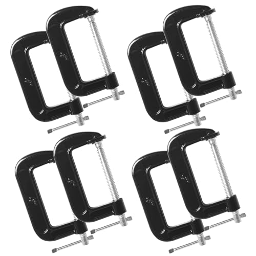 Image of Storystore 4 Inch C Clamps Set, 8 Pack Heavy Duty Steel C Clamp for Brake Caliper, Small Iron C-Clamps for Woodworking, Welding and Building (4 Inch - 8 Pack)