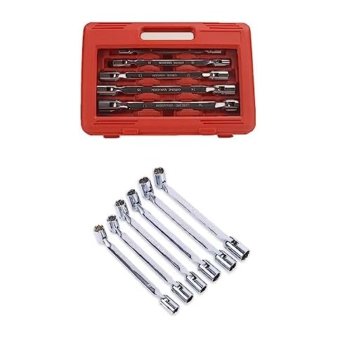 FLZOSPER 6-Piece Metric 8-19mm Double Flexible Socket Wrench Set Cover