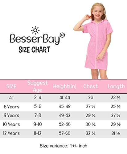 Besserbay Little Girls Light Pink Zip Up Terry Cover Up Beach Swim Hoodie Coverup 4 Years #TOP6
