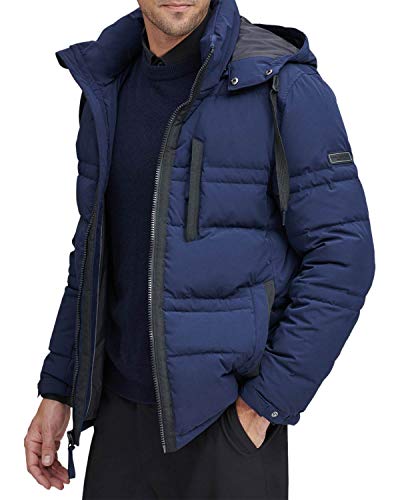 Image of Andrew Marc Men's Huxley Mid Length Water Resistant Crinkle Down Jacket