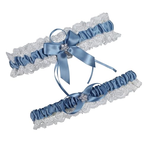 Image of wedding garter set women lace Bridal garter sets including keepsake garter and toss garter