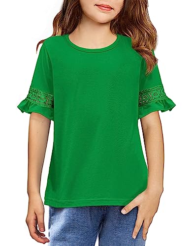 Arshiner Girls T-Shirt Kids Casual Tunic Tops Lace Short Sleeve Loose Soft Blouse