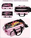 Sac à outils rose pour les femmes, 16 Boîte de rangement d'outils Inches Spacieuse Compartiment principal, Ouverture large, Poches multiples, Poignée rembourrée, Bracelet d'épaule réglable, tactique MOLLE Boucle