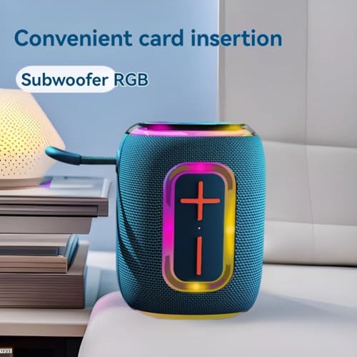 Enceinte Bluetooth IPX5 étanche bleue avec lumière RVB et ports USB TF AUX - 5