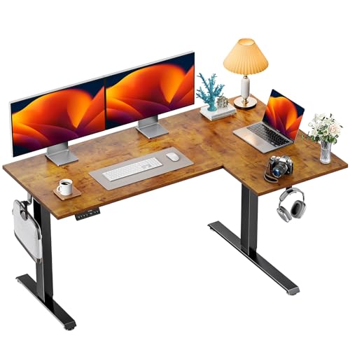 HUANUO 63x40 inch Dual Motor L Shaped Electric Standing Desk with...