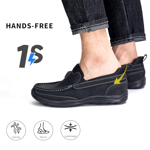 Mens Slip On Loafers Casual Hands Free Slip in Shoes Step in Walking Leather Shoes for Men with Breathable Comfort4